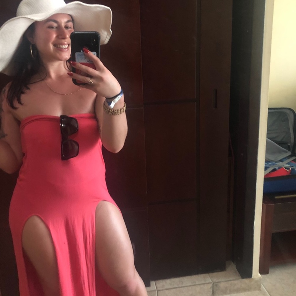 Strapless Pink peach summer dress